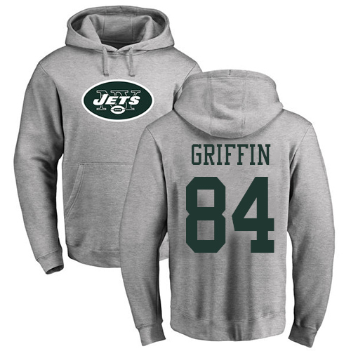 New York Jets Men Ash Ryan Griffin Name and Number Logo NFL Football #84 Pullover Hoodie Sweatshirts->new york jets->NFL Jersey